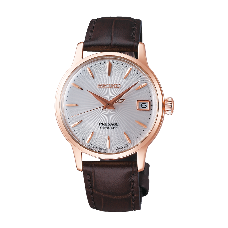 Seiko Presage Automatic Rose Gold Leather Women s Watch SRP852J1